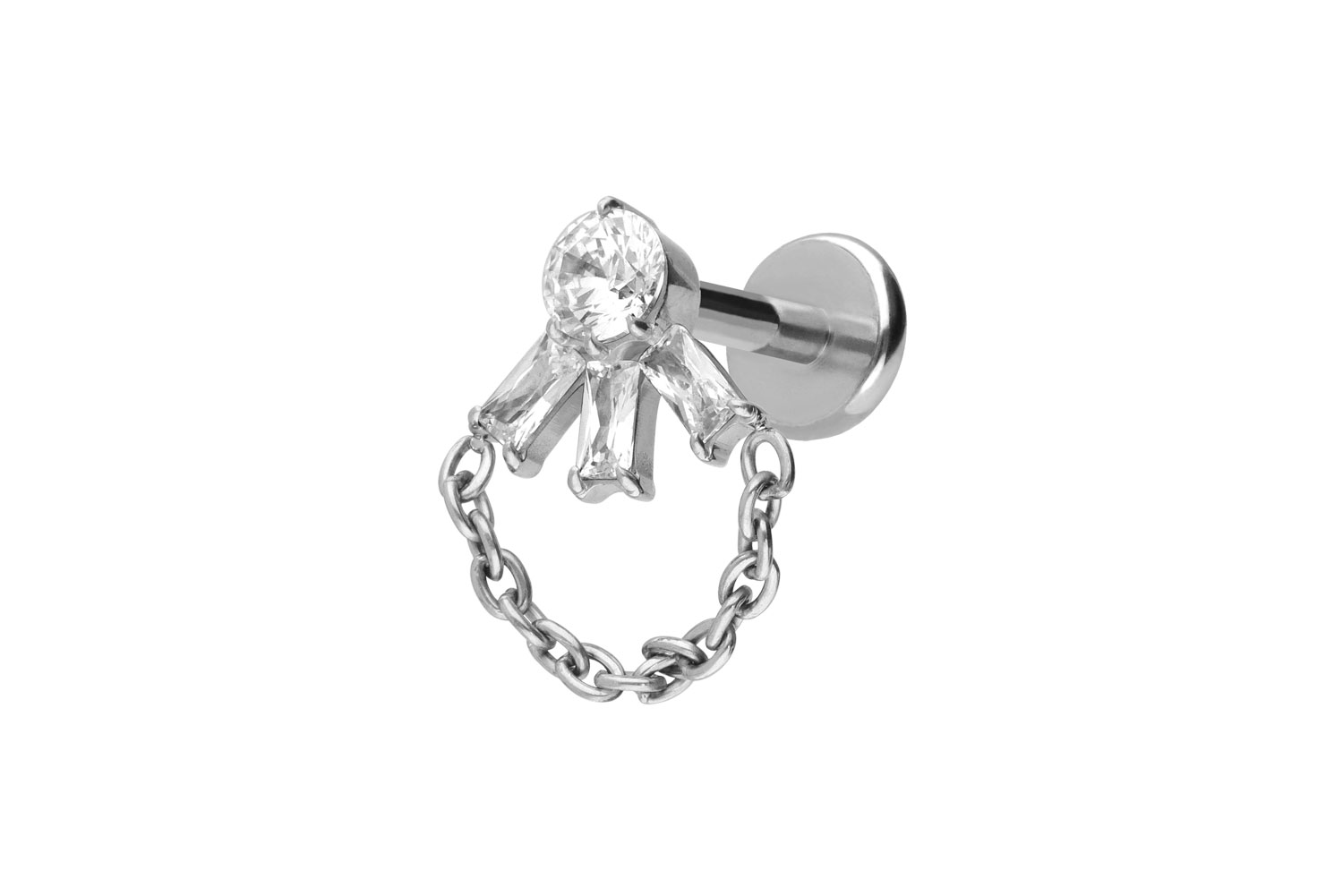 Titan Labret Piercing mit Push Fit LOTUSBLÜTE + KETTE